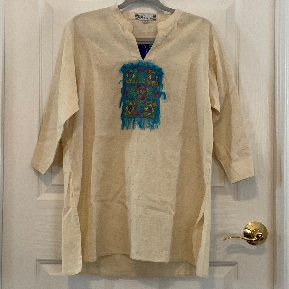 NWT Westside Linen (or Blend) Tunic w/ unique embroidered pattern size XXL‎